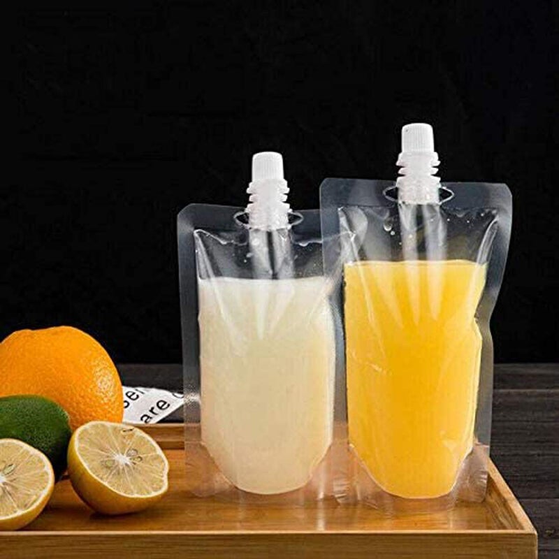 JIELUO 50 beverage bags, transparent smoothie bag container, heavy-duty hand-held leak-proof and sealable beverage bag, 8.4oz for frozen juice beverage bottles, a plastic funnel (250ml) - Image 2